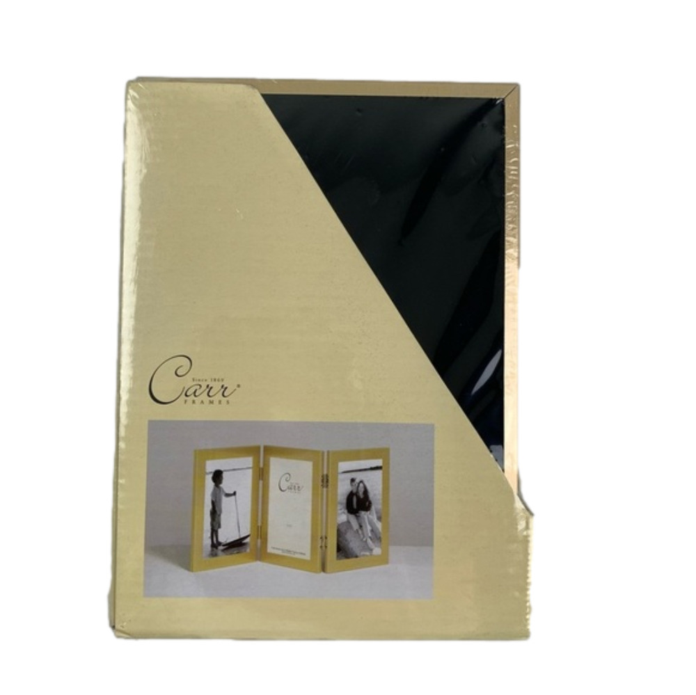 CARR Brass Triple Hinged Brushed Gold Picture Frame 4 x 6